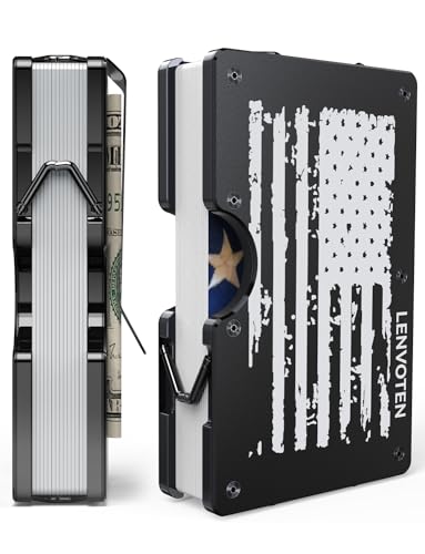 Lenvoten Upgraded Hinged Minimalist Wallet for Men, RFID Blocking Wallet | Slim Metal Aluminum, Credit Card Holder, Money Clip Holds 20 Cards, Premium Scratch-Resistant Finish, Ideal Gift for Men - color: S8-Patriot Flag