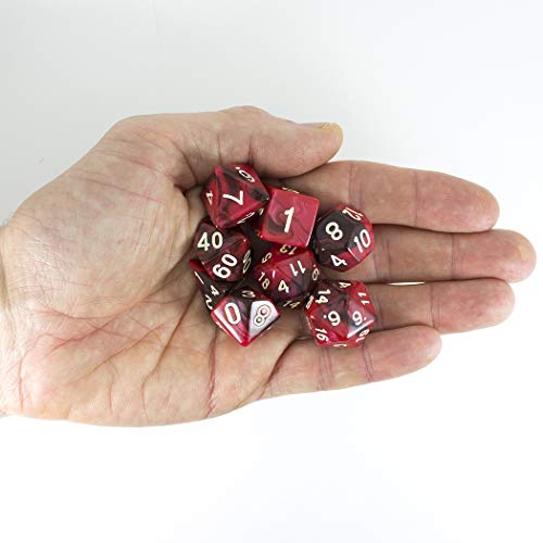 Paladin Roleplaying Red and Brown Dice - Expanded DND Set with Extra D20 - 'Blood God'