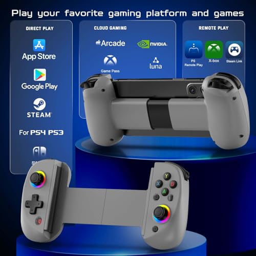 Joso Mobile Gaming Controller for iPhone/iPad/Tablet, Android Wireless Controller with Hall Effects Joysticks, Support PC/Switch, Play Cloud Games/PS Remote Play/COD/Genshin Impact & More - Grey - color: Grey
