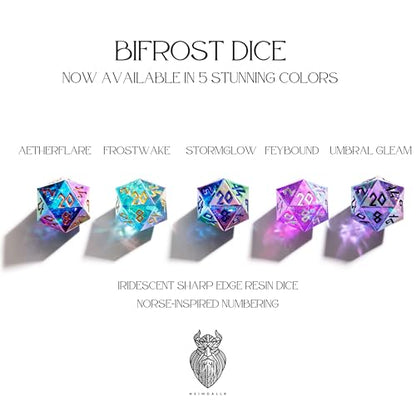 Iridescent DND Dice Set with Glowing LED Display Box – Sharp Edge Polyhedral Dice with Mesmerizing Finish | Bonus Stickers Included | Dungeons and Dragons (TTRPG) Dice Set - color: (Non-liquid Core) Iridescent - Aetherflare
