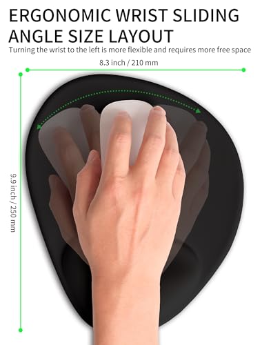 Palm-Rest and Wrist-Hugging Mouse Pad Wrist Rest, Ergonomic Wrist Support with Curve Fitting Cushioned Memory Foam for Carpal Tunnel Pain Relief, 9.9 x 8.3 Inch, Dark Night Black - color: Dark Night Black