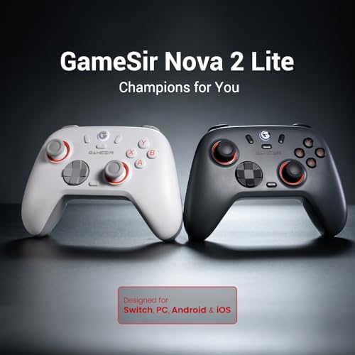 GameSir Nova Lite 2 Wireless PC Controller Hall Effect Sticks | Hall Effect Triggers,2.4G & Wired 1000Hz Polling Rate, Remappable Buttons - Compatible with PC/Switch/Steam/Android - color: White