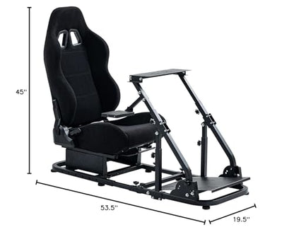 Marada Racing Simulator Cockpit with Black Seat Compatible with Logitech/Thrustmaster G29 G920 G923 T80 T150,Adjustable&Foldable Steering Wheel Stand,Wheel Pedals&Shifter Not Include