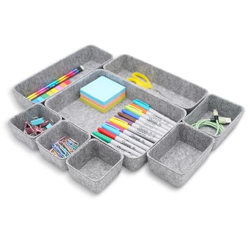 Welaxy Desk Drawer organizers tray Felt storage bins aesthetics room décor for home office dorm closet decluttering minimalist lifestyle (Gray) - color: Gray
