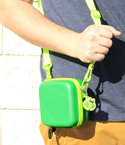 CASEMATIX Green Travel Case Compatible with Leapfrog Rockit Twist Handheld Game System - Includes Adjustable Shoulder Strap, Accessory Storage and Rubber Keychain - CASE ONLY