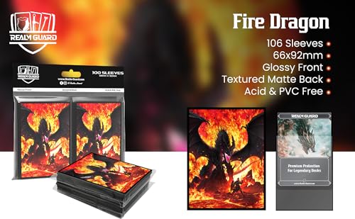 (Fire Dragon) 100% Hand-Drawn 100ct Textured Matte TCG/MTG Card Art Sleeves by Realm Guard