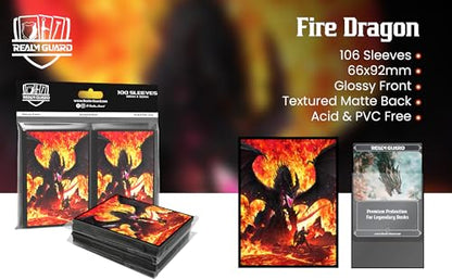 (Fire Dragon) 100% Hand-Drawn 100ct Textured Matte TCG/MTG Card Art Sleeves by Realm Guard