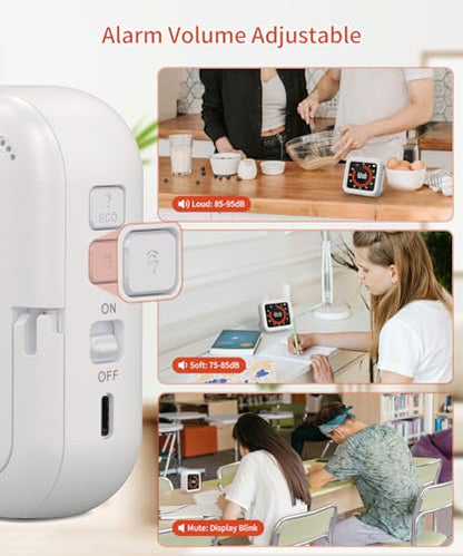 Digital Magnetic Visual Kitchen Timer, Up to 11H 59M Countdown & Count Up | USB-C Rechargeable, Large VA Display, Adjustable Volume and Brightness, Memory Recall Function for Kitchen, Classroom, Study - color: White