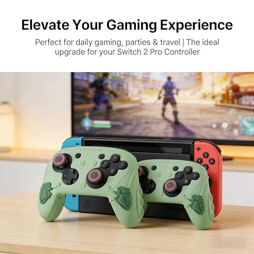 Steelheart Mecha Controller Cover, Non-Slip Soft Silicone Skin for Nintendo Switch 2 Pro, with Thumb Grips (Muted Green) - color: Muted Green