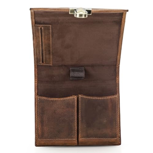 CONTACTS Full Grain Leather Playing Card Case for 2 Decks | Handmade, Playing Card Holder, A6 Notepad Pocket, Poker Card Travel Case for Adults - size: Standard