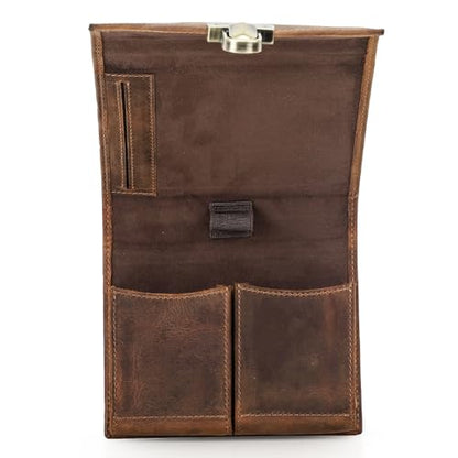CONTACTS Full Grain Leather Playing Card Case for 2 Decks | Handmade, Playing Card Holder, A6 Notepad Pocket, Poker Card Travel Case for Adults - size: Standard