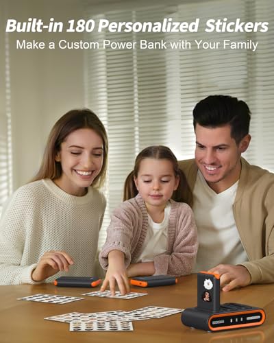 GOODaaa Portable Charger, 3-Pack 10000mAh Slim Power Bank Built in Cables, 3 Outputs 1 Inputs Family Power Hub for All Mobile Devices, Charging Station Set Includes 140 DlY Stickers, for Home,Office - color: Black