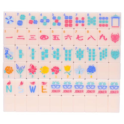 Jongyance American Mahjong Tile Set with Carrying Bag and Accessories, 160 Acrylic Engraved Mahjong Tiles for Beginners - color: Shell Pink