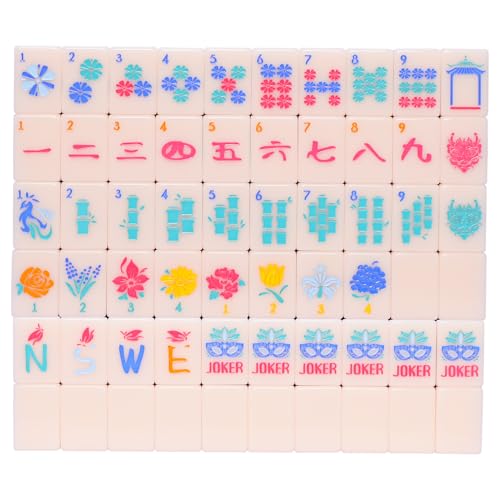 Jongyance American Mahjong Tile Set with Carrying Bag and Accessories, 160 Acrylic Engraved Mahjong Tiles for Beginners - color: Shell Pink