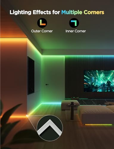 Govee RGBIC LED Strip Lights 9.8ft with Covers,Smart Control, APP, WiFi | Work with Alexa,Google Assistant,Matter and Smarthings, Diffuser Channel with LED Lights for Bedroom, Skirting Lines, Cabinet - size: 9.8ft