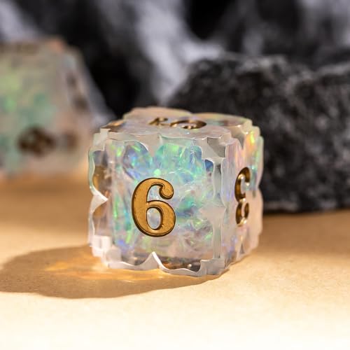 Cusdie Sharp Edge DND Dice, 7 PCS Shamrock DND Dice Set D&D D20 D12 D10 D8 D6 D4, Handcrafted Polyhedral Dice Set for RPG and Other Table Games(Transparent) - color: Transparent