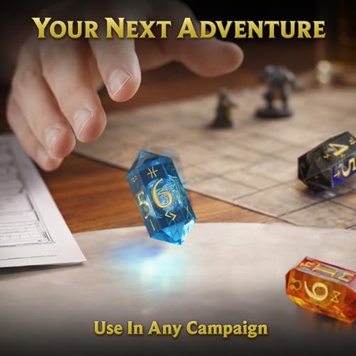 Dice of Stars & Stone – Premium D6 Dice Set | 4-Pack with Dice Bag | Six-Sided, Resin, Liquid-Core | Rune and Astrology Symbols | Witchy Gift | for D&D, Tabletop RPGs, Castings, Board Game Upgrades