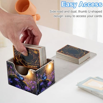 Butterfly on Flowers Deck Box for MTG Commander | Holds 100+ Double-Sleeved Cards | Strong Magnetic TCG Card Case for Collectible Games - color: Butterfly on Flowers