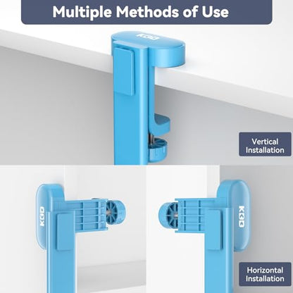KDD 2 in 1 Headphone Hanger with Desk Cup Holder - Under Desk Clamp Rotatable Headset Holder - Suitable for Coffee Mups, Water Cups, Headphone(Blue)