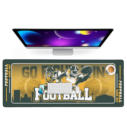 Football Desk Mat, Large Stitched Edges Gaming Mouse Pad, Green Keyboard Mat for Laptop Computer Desktop - 31.5x12 Inch for Football Fans - color: Dark Gree Football