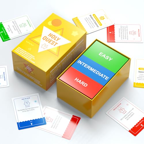 HOLY QUEST, A Fun Bible Trivia Game, Extra Value 400 Cards Pack with 6 Engaging Categories, Perfect for Bible Study, Youth Groups and Church Gatherings, Great Christian Game for Adults and Family