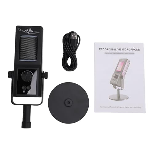 USB Condenser Microphone Gaming Microphone RGB Mic with Stand Type C Interface Plug and Play Noise Reduction for Live Streaming Recording Gaming Karaoke