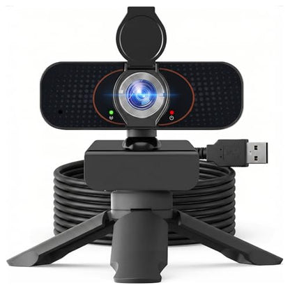 1080P USB Webcam for PC with Microphone Privacy Cover & Tripod | Plug and Play, No drivers; Clear Video Auto Lighting; Noise Canceling Audio; Universal Clamp Mount; Works with Zoom and Teams - style: Minimalist