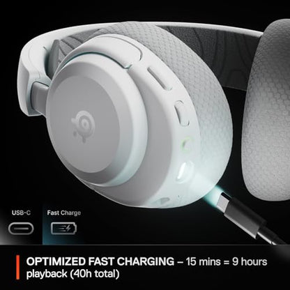 SteelSeries Arctis Nova 3P Wireless Multi-Platform Gaming Headset — Mobile App Control — 40 HR Battery — Neodymium Magnetic Drivers — 2.4GHz/Bluetooth — PS5, PS4, PC, Switch, Mobile — White - color: White, style: PlayStation|Switch|PC