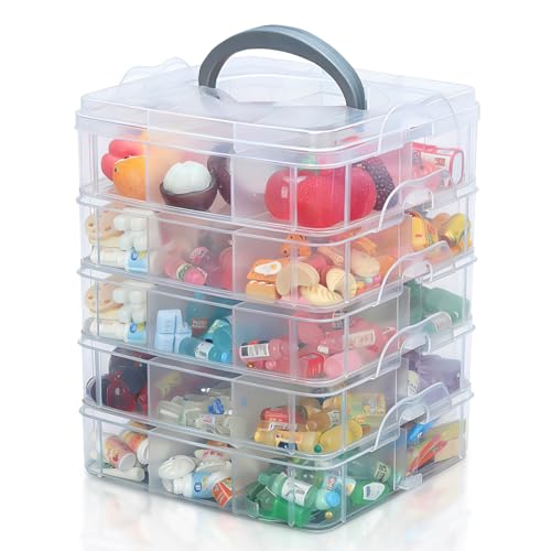 5-Tier Minibrand Storage Case, Adjustable Organizer Box for Toys | Plastic case with adjustable compartments for mini collectibles and figures. Case only, Minibrands not included.