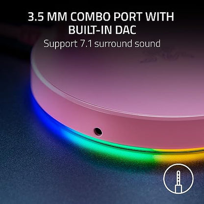 Base Station V2 Chroma Headphone Headset Stand Holder: Chroma RGB Lighting - Taller Stand & Anti-slip Ledge - USB Charging Ports - Anti-Slip Rubber Base - 3.5mm Port + Built-in DAC - Quartz Pink - color: Quartz Pink, style: V2
