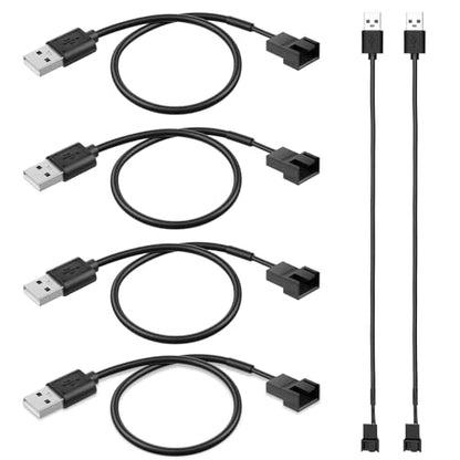 6Pcs Fan Adapter Connector, USB to 3Pin/4Pin PWM 5V USB Fan Power Adapter Cable, Cable Computer Cooler Cooling Fan Power Cable (11.8inch 30cm)