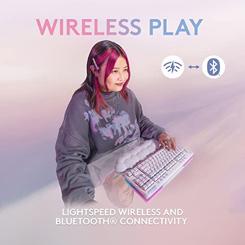 Logitech G715 Wireless Mechanical Gaming Keyboard - White Mist | LIGHTSYNC RGB, Lightspeed wireless, mechanical linear switches, keyboard palm rest, PC/Mac compatible - size: Wireless, style: Linear