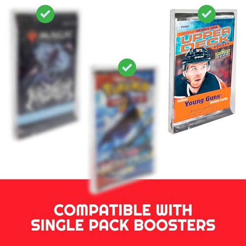 EVORETRO Booster Pack Protector - Trading Card Case Envelope Compatible for Single Pokemon Booster Pack - 0.35MM Thick Plastic PET for MTG, Yu-Gi-Oh, Sports Card Booster Pack Case (10 Pack) - size: Single Pack Booster Case (Pack of 10)