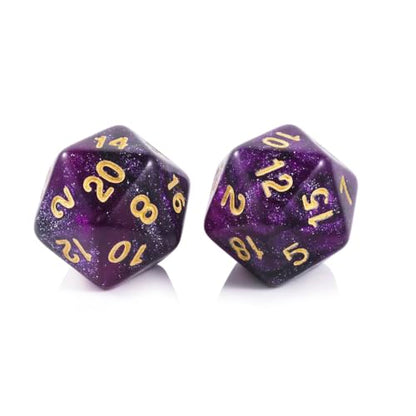 10 Pieces Polyhedral Dice Set D20 Dice 20mm Acrylic 20 Sided Game Dice for Dungeons and Dragons RPG MTG DND Dice Table Games (Starry Purple Black) - color: Starry Purple Black