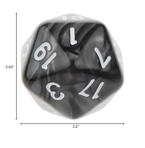 10PCS Polyhedral Dice - D20, 20mm Acrylic, 20 Sided Dice for RPG, MTG, DND, Table Games (Black) - color: Black