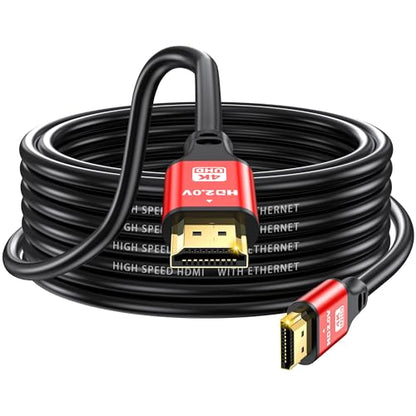 25FT Long HDMI Cable 4K60Hz, High Speed 4K HDMI Cable with Gold Plated Connectors, Red Aluminum Housing, for Projector, 4K TV, Home Theater, Wall Installation, Ceiling Mount, Living Room Setup. - size: 25FT