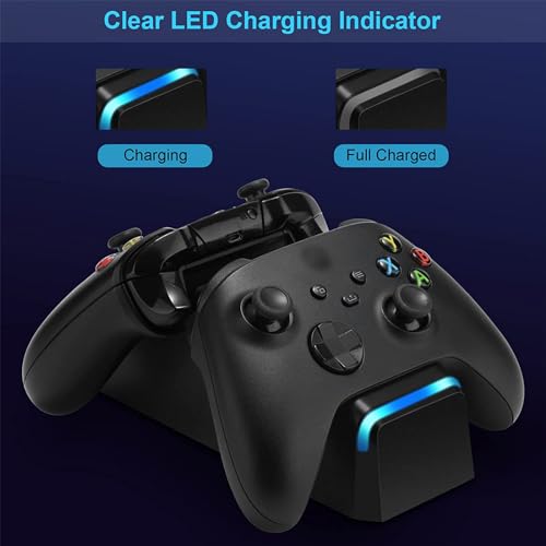 KEKUCULL Dual Dock Charging Station Compatible with Xbox Series X/S, Xbox One/One X/One S Controllers, Efficient Xbox Controller Charger with 2 * 1100mah Rechargeable Controller Battery Packs(Black) - color: Black