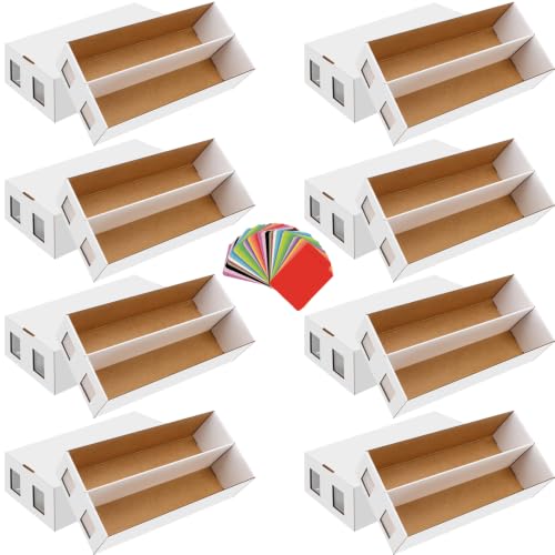 8 Pack Trading Card Storage Box, 13000+ Count Card Storage Box with 48 Card Dividers, Cardboard Card Storage Boxes Sports Card Cases Bulk Card Storage Box Trading Card Box for Basketball Sports Cards - size: 8 Set-2