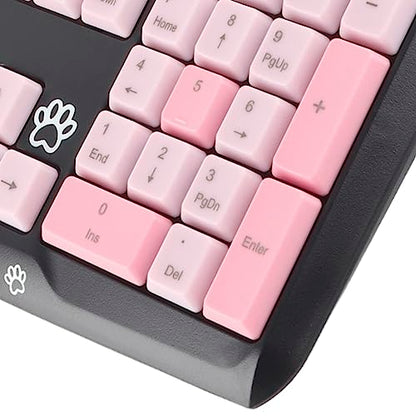 ANGGREK Silent Keyboard Mechanical Keyboard Membrane USB Wired 104 Keys QWERTY with Adjustable Bracket for Laptop Home Office Gaming (Black Pink) - color: Black Pink