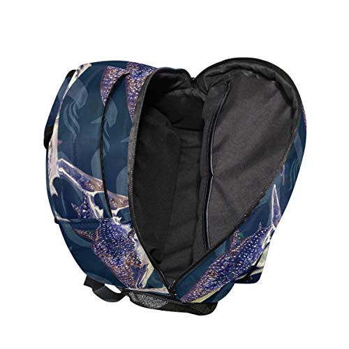 Sharks Dark Blue Backpacks Animal Fish Bookbags Daypack Travel School College Bag for Womens Girls Mens Boys Teens - color: Multi 7