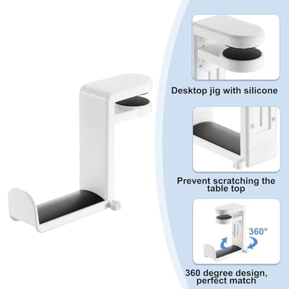 HARFINGTON Headphone Stand Holder 360 Degree Adjustable Clamp Desk Hook Clamp 0.39"-1.65" Clamping Range PC Gaming Headset Stand for Headphone Earphone, White/Black - color: White Black