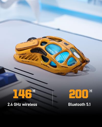 GravaStar Mercury M1 Pro Gaming Mouse, Lightweight Magnesium Alloy, 26,000 DPI, PAW3395DM Sensor, 5 Programmable Buttons, Support Wired/2.4GHz/BT, Up to 200 Hours Battery Life (Battle-Yellow) - color: Battle-Yellow