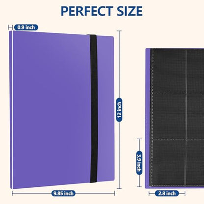 Card Binder, EDUDIIU 9 Pockets Premium Trading Card Binders, Cards Collection Binder Album, Side Loading Yugioh Holder Book for Sport, Football, Baseball Collector - Purple - color: Purple