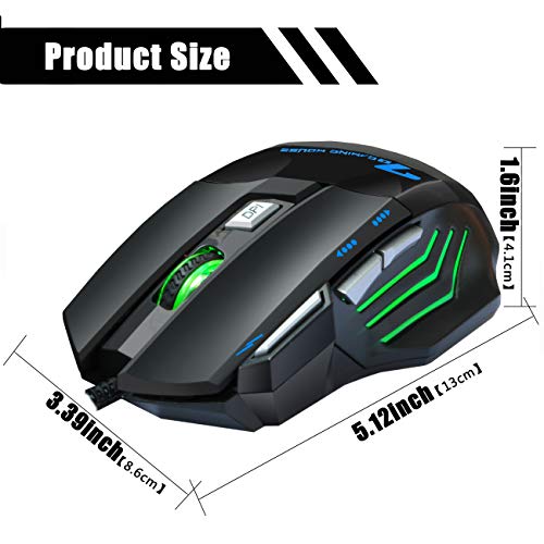 Professional Gaming Mouse Wired,4 DPI Adjustable, LED Backlight,USB Optical Mice for Laptop PC Computer Games & Work (MMR3 PRO-Black)