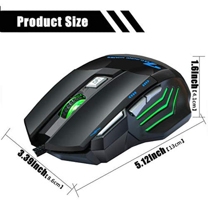 Professional Gaming Mouse Wired,4 DPI Adjustable, LED Backlight,USB Optical Mice for Laptop PC Computer Games & Work (MMR3 PRO-Black)