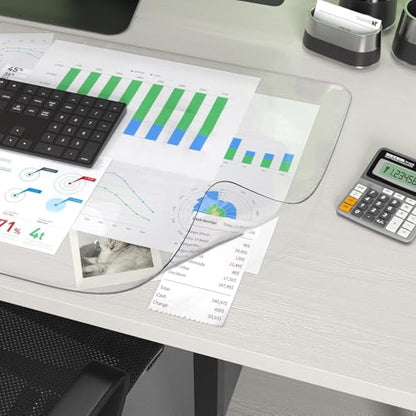 Clear Writing Desk Pad, 23.6’’x13.7” Heat Resistant Waterproof PVC Round Edge Durable Desk Protect Mat, Anti-Static Writing Mat Table Protector - size: 13.7" x 23.6"