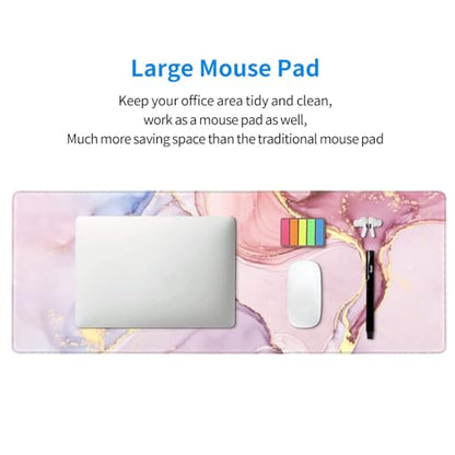 Large Mouse Pads for Desk, Extended Marble Gaming Mousepad for Women Office Gifts, Funny XL Big Stitched Waterproof Nonslip Computer Mats Deskmat for Keyboard, (Pink, 31.5 * 11.8 in) - color: Pink Marble