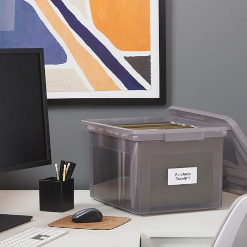 STAPLES File Box Plastic File Box Snap, Letter/Legal Size, Frost Gray, 4/Carton - color: Gray, size: 4 Pack, style: Box (Snap Lid)