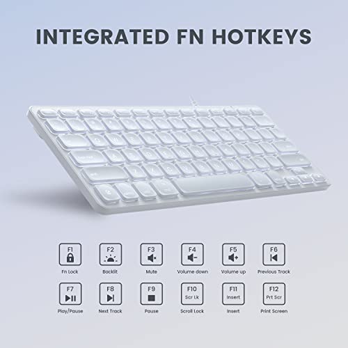 Perixx PERIBOARD-332MW Wired Backlit Scissor Keyboard - Compatible with Mac OS X and iOS Device - Mini 11.22x4.57x0.83 Inches - Scissor Keys with Big Font - White Backlit - style: Wired Backlit mac