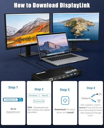 WAVLINK Pro Dual 4K@60Hz Universal Docking Station | USB 3.0/USB-C Laptop Dock for Mac (M1-M5, Neo) & Windows | 2 HDMI/DP, Gigabit Ethernet, USB 3.0 | Home Office & Multi-Screen Productivity. - color: 69DK1